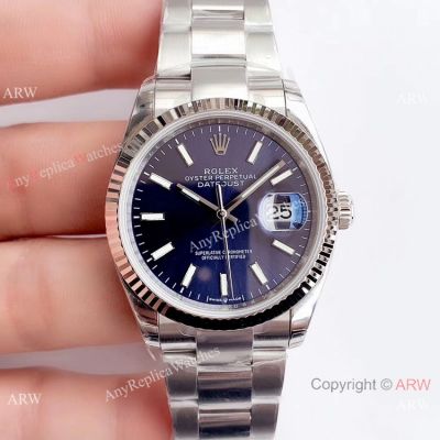 Swiss Grade Rolex Datejust 3235 316L Watch SS Blue Dial